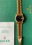 "President" Day-Date 18238 Gold 36mm Black Face Diamond Dial-Fluted Bezel (VSF)